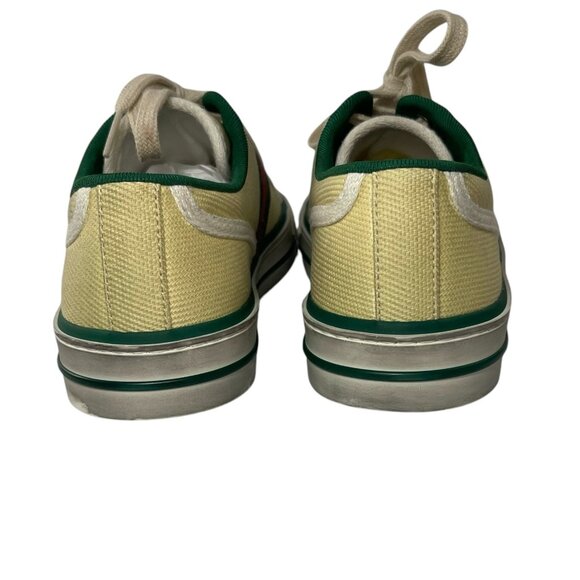 GUCCI Tennis 1977 Old Multicolor Canvas Tweed Butter Yellow Womens 38 8 - Picture 12 of 12